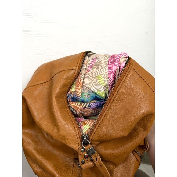 The Sak Leather Convertible Backpack Sling Bag Tan Brown Zip Closure Boho Purse - Picture 15 of 16